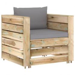 Salon de jardin 2 pcs avec coussins Bois imprégné de vert 3074532