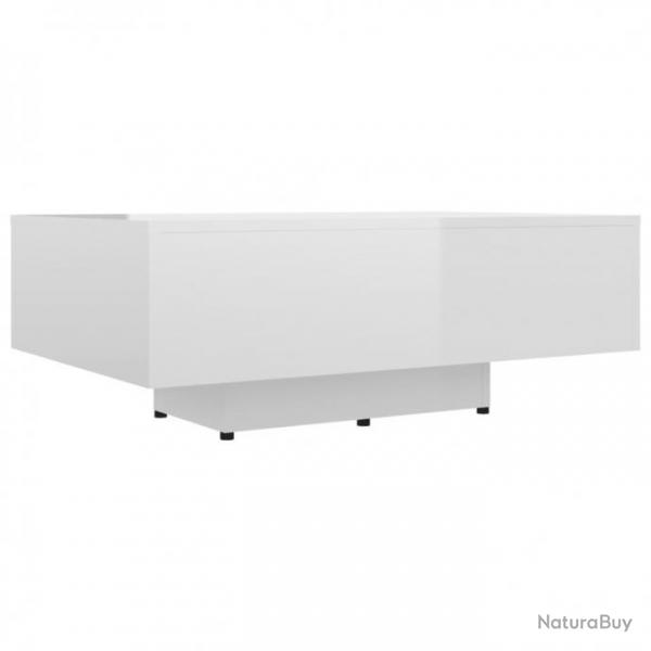 vidaXL Table basse Blanc brillant 85x55x31 cm Agglomr