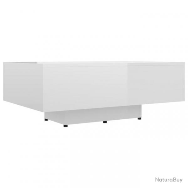 Table basse Blanc brillant 85x55x31 cm Agglomr