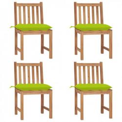 Chaises de jardin 4 pcs avec coussins Bois de teck massif 3073114