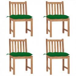 Chaises de jardin 4 pcs avec coussins Bois de teck massif 3073108