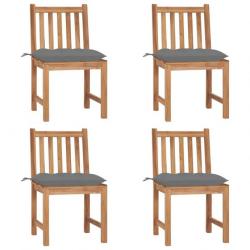 Chaises de jardin 4 pcs avec coussins Bois de teck massif 3073104