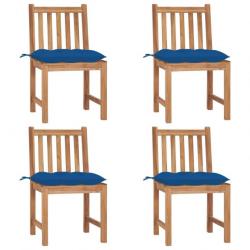 Chaises de jardin 4 pcs avec coussins Bois de teck massif 3073113