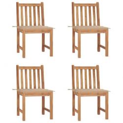 Chaises de jardin 4 pcs avec coussins Bois de teck massif 3073091