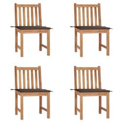 Chaises de jardin 4 pcs avec coussins Bois de teck massif 3073096