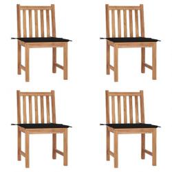 Chaises de jardin 4 pcs avec coussins Bois de teck massif 3073095