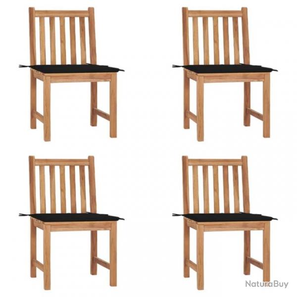 Chaises de jardin 4 pcs avec coussins Bois de teck massif 3073095