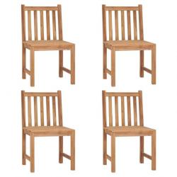 Chaises de jardin 4 pcs avec coussins Bois de teck massif 3073089