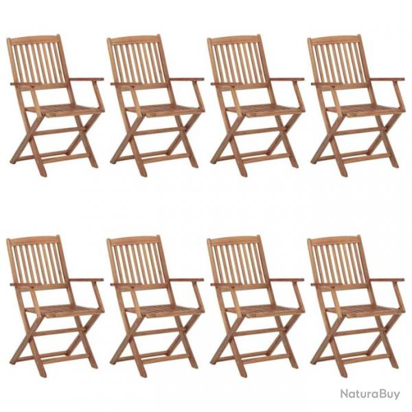 Chaises pliables de jardin 8 pcs avec coussins Bois d'acacia 3074975