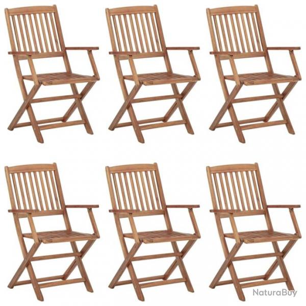 Chaises pliables de jardin 6 pcs avec coussins Bois d'acacia 3074950