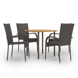 Meuble salle à manger de jardin 5pcs Résine tressée Marron 3072484