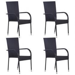 Meuble salle à manger de jardin 5 pcs Résine tressée Noir 3072485