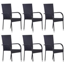 Meuble salle à manger de jardin 7 pcs Résine tressée Noir 3072502