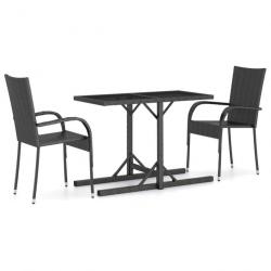 Meuble salle à manger de jardin 3 pcs Noir 3072440