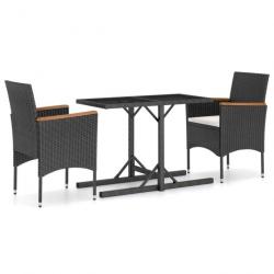 Meuble salle à manger de jardin 3 pcs Noir 3072437