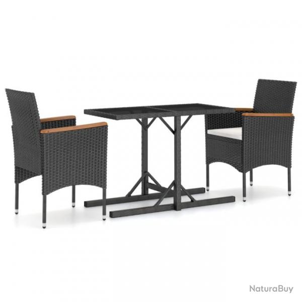 Meuble salle  manger de jardin 3 pcs Noir 3072437