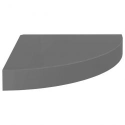 Étagère d'angle flottante Gris brillant 25x25x3,8 cm MDF 323892