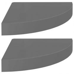 Étagères d'angle flottantes 2 pcs Gris brillant 25x25x3,8cm MDF 323893