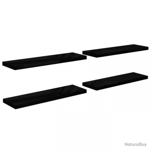 tagre murale flottante 4 pcs Noir brillant 120x23,5x3,8cm MDF 323780