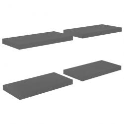 Étagère murale flottante 4 pcs Gris brillant 50x23x3,8 cm MDF 323789