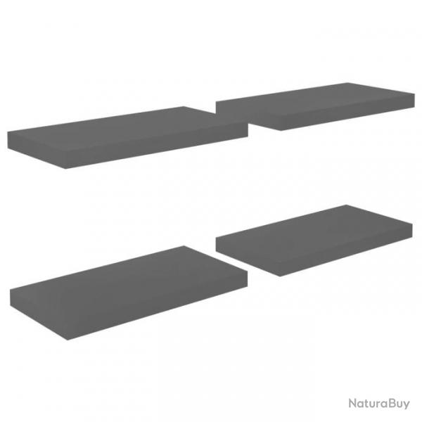 tagre murale flottante 4 pcs Gris brillant 50x23x3,8 cm MDF 323789