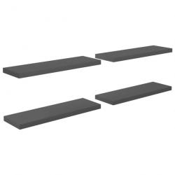 Étagère murale flottante 4 pcs Gris brillant 80x23,5x3,8 cm MDF