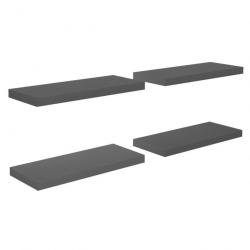 Étagère murale flottante 4 pcs Gris brillant 60x23,5x3,8 cm MDF 323792