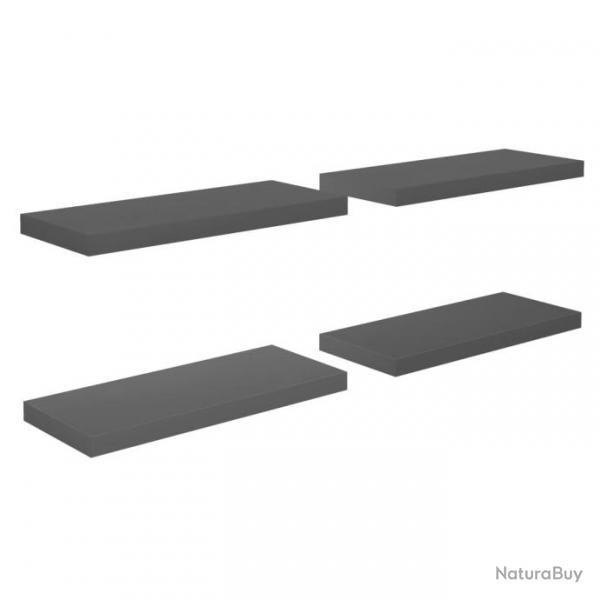 tagre murale flottante 4 pcs Gris brillant 60x23,5x3,8 cm MDF 323792