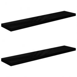 Étagère murale flottante 2 pcs Noir brillant 120x23,5x3,8cm MDF 323779