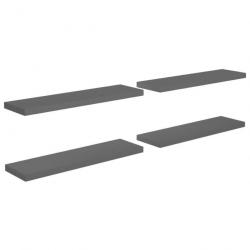 Étagère murale flottante 4 pcs Gris brillant 90x23,5x3,8 cm MDF 323798