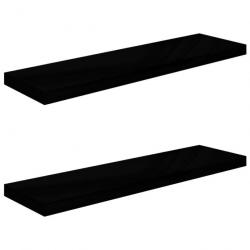 Étagère murale flottante 2 pcs Noir brillant 90x23,5x3,8 cm MDF 323776