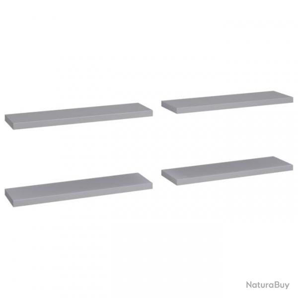 tagres murales flottantes 4 pcs Gris 90x23,5x3,8 cm MDF 323861