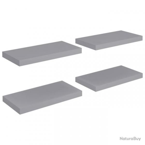 tagres murales flottantes 4 pcs Gris 50x23x3,8 cm MDF 323852