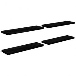 Étagère murale flottante 4 pcs Noir brillant 90x23,5x3,8 cm MDF 323777