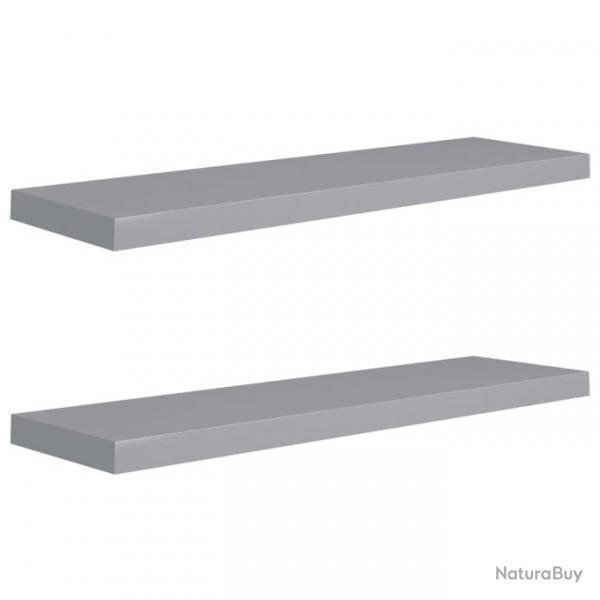 tagres murales flottantes 2 pcs Gris 90x23,5x3,8 cm MDF 323860