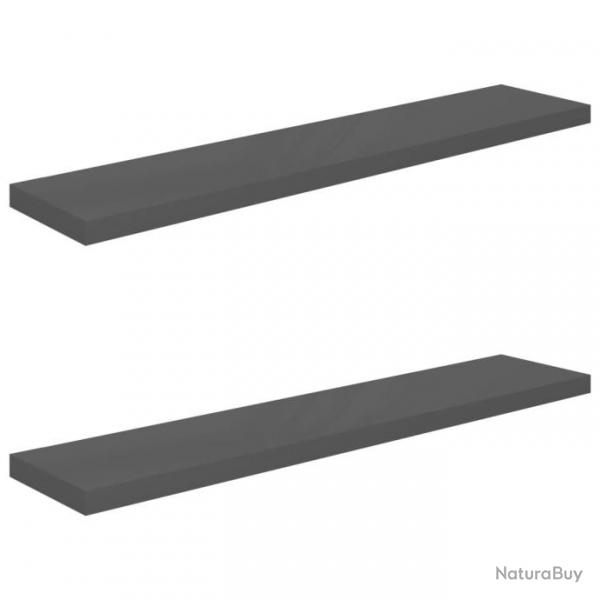 tagre murale flottante 2 pcs Gris brillant 120x23,5x3,8cm MDF 323800