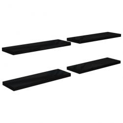 Étagère murale flottante 4 pcs Noir brillant 80x23,5x3,8 cm MDF