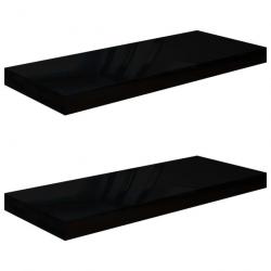 Étagère murale flottante 2 pcs Noir brillant 60x23,5x3,8 cm MDF 323770