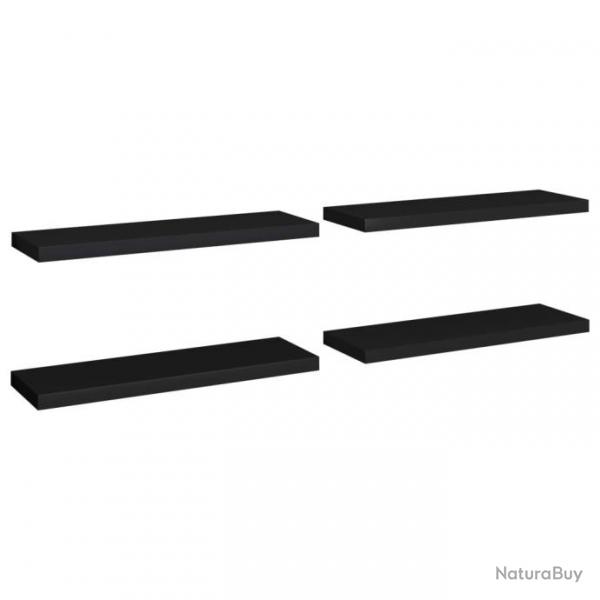 tagres murales flottantes 4 pcs Noir 80x23,5x3,8 cm MDF 323837