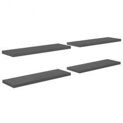 Étagère murale flottante 4 pcs Gris brillant 120x23,5x3,8cm MDF 323801