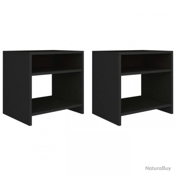 2 pcs Tables de chevet Noir 40 x 30 x 40 cm Agglomr 800012