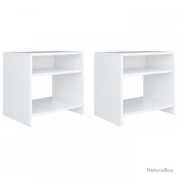 Tables de chevet 2 pcs Blanc 40x30x40 cm Bois d'ingnierie