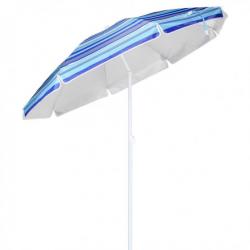 Parasol de plage 200 cm Bleu à rayures 423954