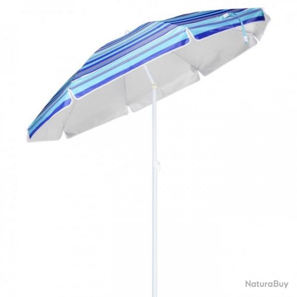 Parasol de plage 200 cm Bleu  rayures 423954