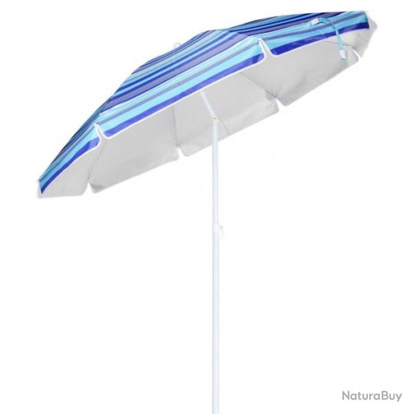 Parasol de plage 200 cm Bleu  rayures 423954