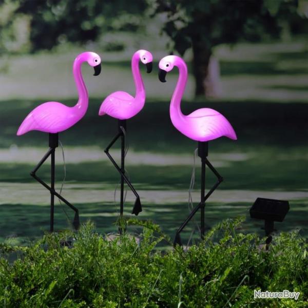 Pieu de jardin solaire  LED Flamant rose 3 pcs 423908