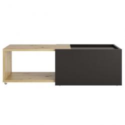 Table basse extensible Chêne artisanal et noir 437014