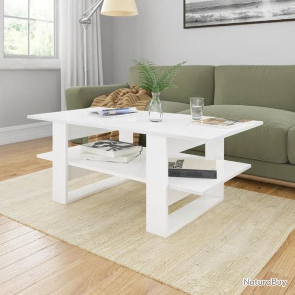 Table basse Blanc brillant 110x55x42 cm Agglomr 800546