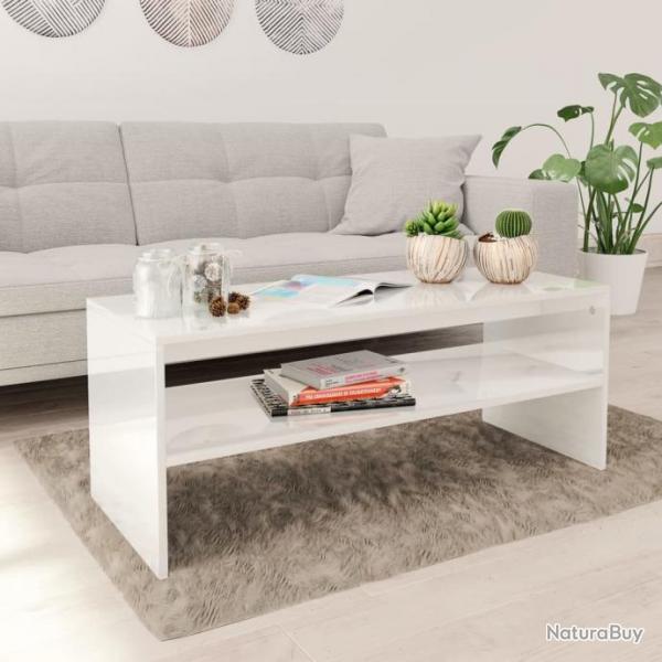 Table basse Blanc brillant 100 x 40 x 40 cm Agglomr 800132