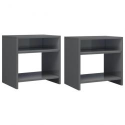 2 pcs Tables de chevet Gris brillant 40 x 30 x 40 cm Aggloméré 800026